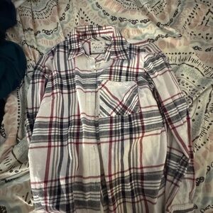 Style & Co. Plaid Button Down Shirt - Red, Blue, White